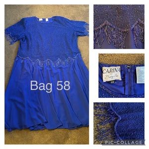 6x Carina by Barry Lee Blue sequined after-five formal chiffon dress